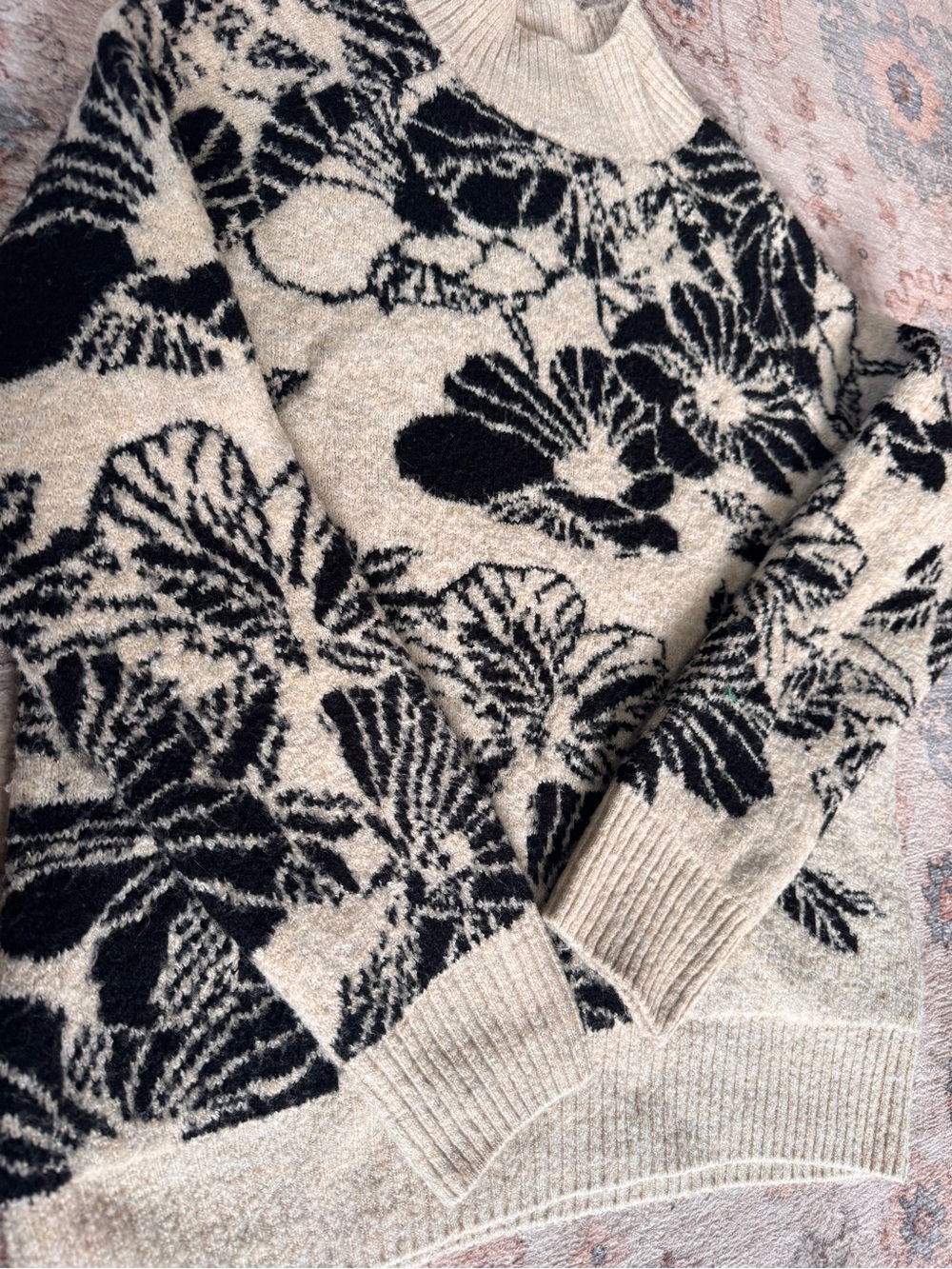 Vintage Liz Claiborne Floral Mock Neck Sweater- small
